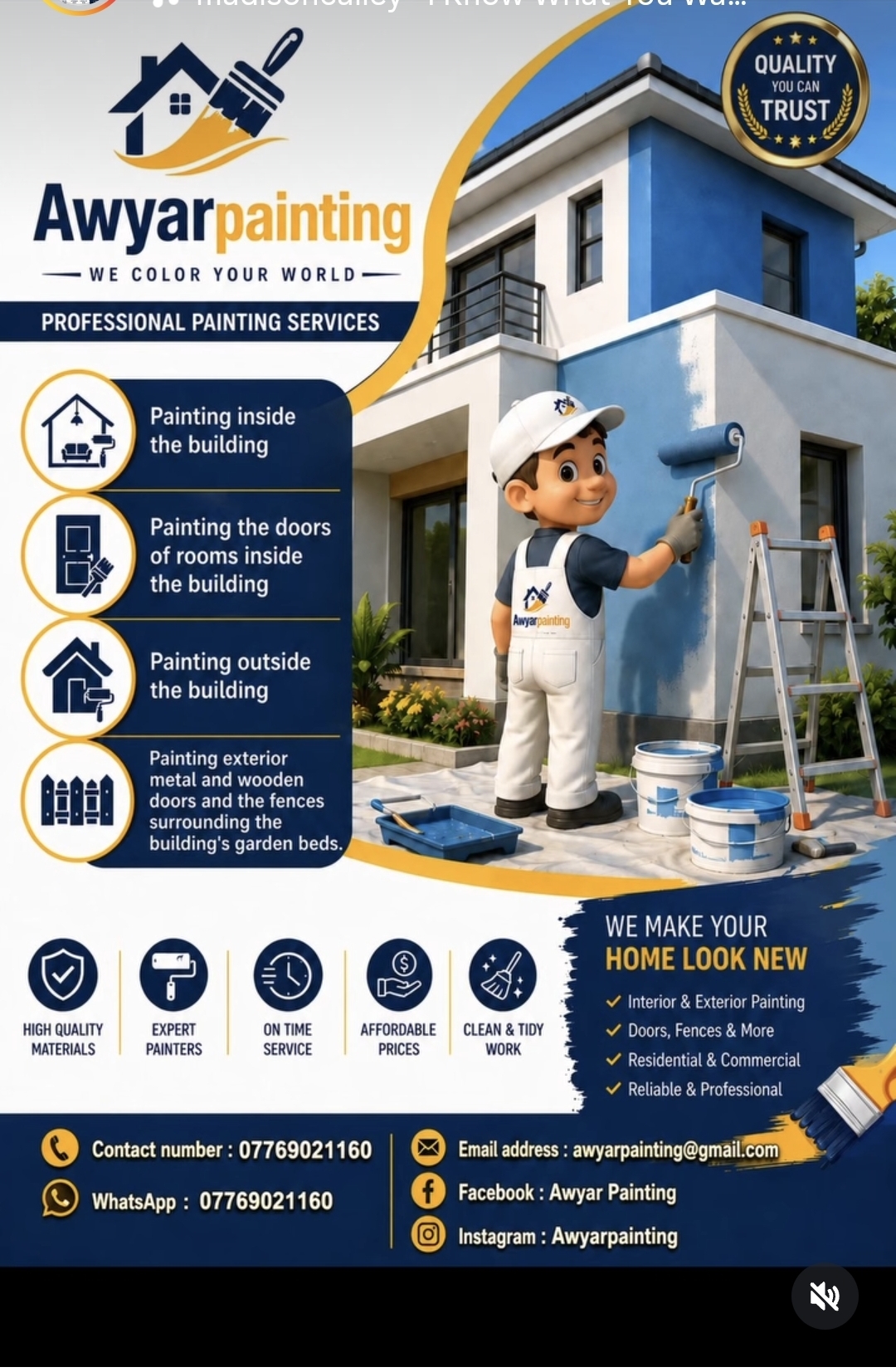 Awyar Painting promotional poster showing a painter working on a modern house